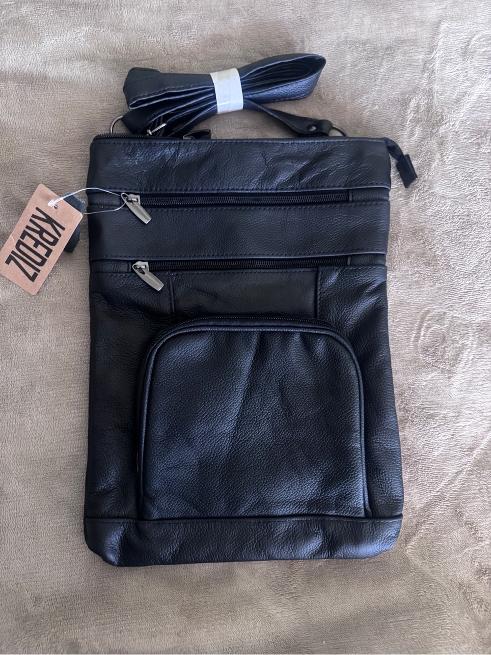 Krediz Black Leather Crossbody Bag. Super soft leather in black. NWT